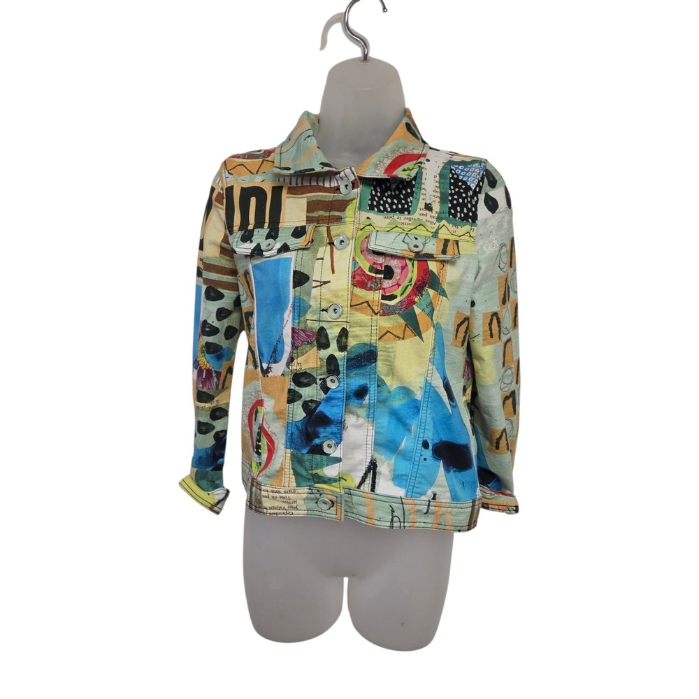 Dolcezza ART Simply Jacket Womens M L Abstract Wearable Art Print‎ Button Front